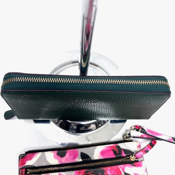 2)Wallet Kate Spade Pink leather convas & Other Wallet Full Zip Leather Green(69 - Picture 6 of 9